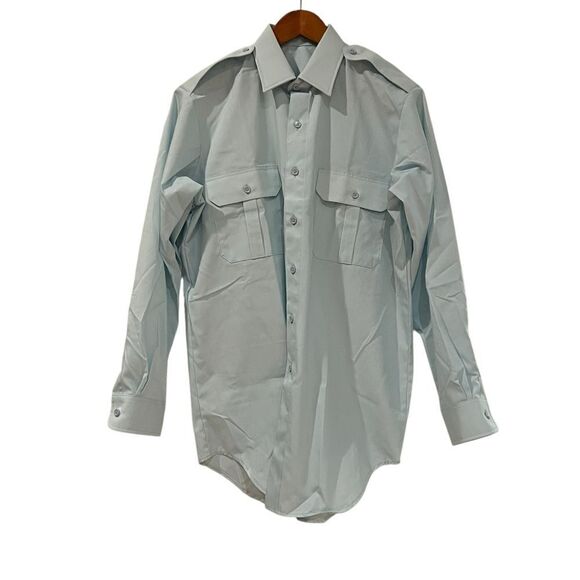 Logistik light blue uniform button up shirt. - Picture 1 of 8